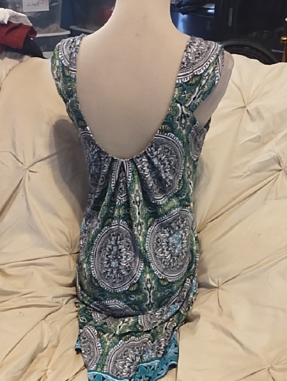 Signature - Printed Dress in Teal, Green & Black - Picture 3 of 4